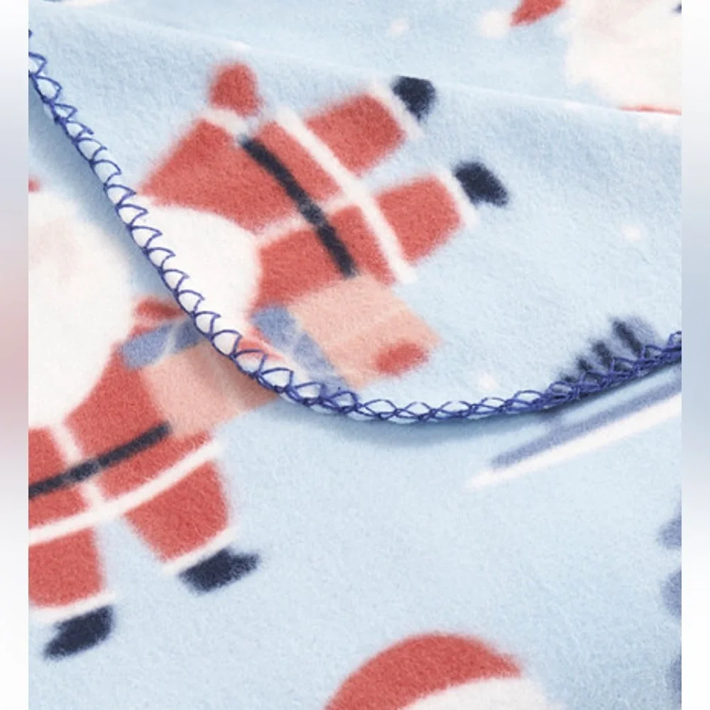Holiday Santa Blanket - Light Blue
